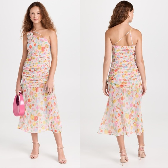 For Love & Lemons Desmona Floral Midi Dress Size Medium NWT Dainty Coquette - Picture 7 of 17